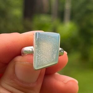 Sterling silver blue drusy ring